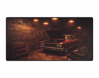 Tappetino da scrivania XL per meccanici / Tappetino da scrivania per uomo / Tappetino da scrivania virile / Tappetino da scrivania vintage per garage/gaming, regalo per lui
