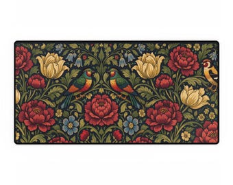 Tappetino da scrivania floreale XL / Tappetino da scrivania floreale / Tappetino da scrivania con fiori selvatici / Tappetino da scrivania vintage floreale per gaming, idea regalo