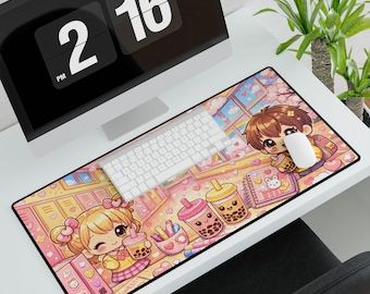 Tappetino da scrivania Kawaii XL / Tappetino da scrivania con estetica Y2K / Tappetino da scrivania Kawaii pastello / Tappetino da scrivania carino per la scuola e i giochi