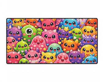 Tappetino da scrivania Kawaii Monster XL / Tappetino da gioco Chibi Monster carino e colorato