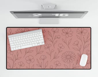 Line Art Floral Deskmat: Sottomano da scrivania minimalista vintage