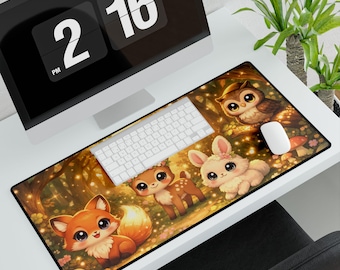 Tappetino da scrivania magico con animali XL / Tappetino da scrivania con animali kawaii / Tappetino da scrivania con animali carini / Tappetino da scrivania da gioco con animali incantati