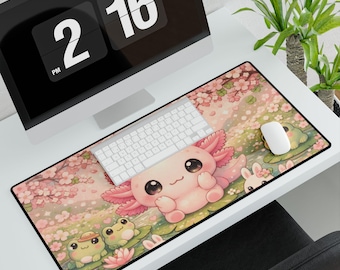 Tappetino da scrivania Kawaii Axolotl XL / Tappetino da scrivania con simpatici animali / Tappetino da scrivania Kawaii per gaming