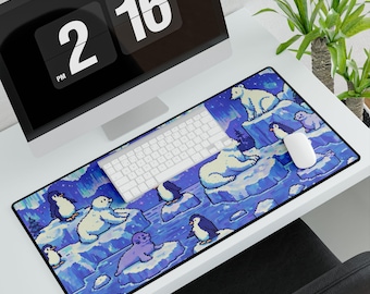 Tappetino da scrivania Pixel Art, tappetino da gioco con animali artici