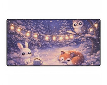 Tappetino da scrivania Lofi Animal XL / Tappetino da scrivania Kawaii Animal / Tappetino da scrivania con animali / Tappetino da scrivania grande con animali carini, idea regalo