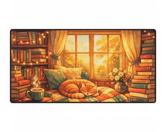 Tappetino da scrivania Booklover XL / Tappetino da scrivania per amanti dei libri / Tappetino da scrivania a tema libri / Comodo tappetino da scrivania per lettura e gaming, idea regalo