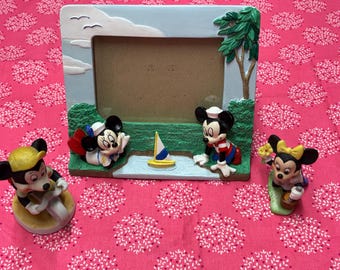 Vintage Minnie Mouse figurine and Minnie and Mickey picture frame