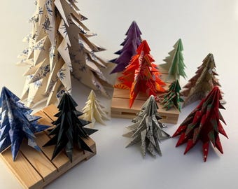Paper Trees Surprise Upcycled Children's Book Kirigami Origami - Vintage Holiday Decor - Unique - Surprise gift