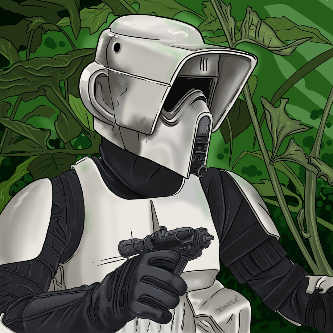 STAR WARS Scout Trooper Return of the Jedi PRINT by Illustrator Dennis ...