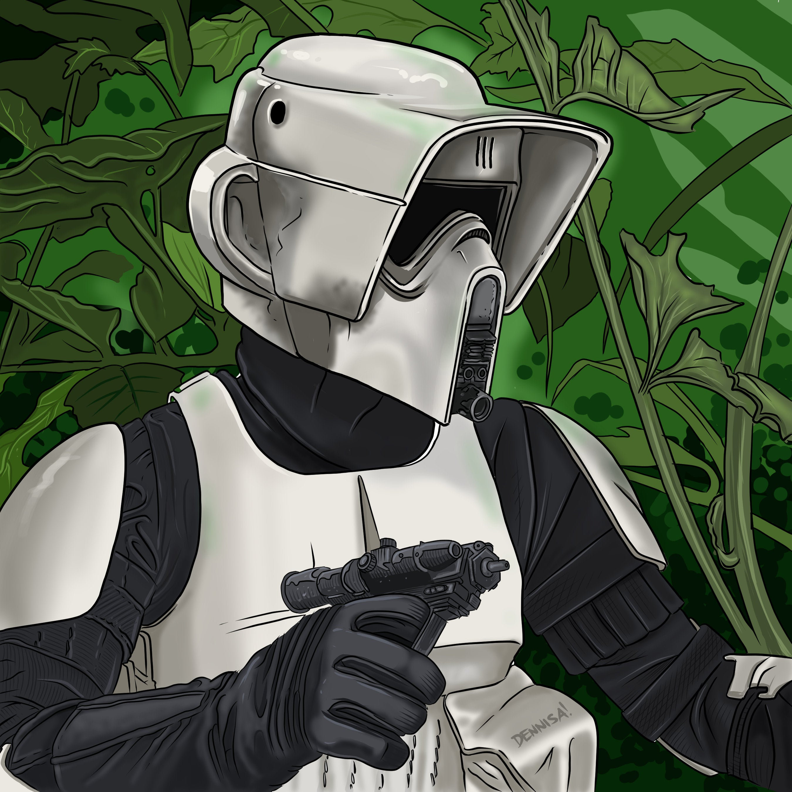 STAR WARS Scout Trooper Return of the Jedi STAMPA dell'illustratore ...