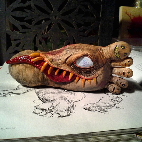 weird Zombie Toes Foot Monster The Wrath creature sculpture by artist Dennis A