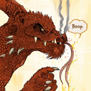 BOOP Red Dragon Fantasy Art Illustration PRINT by Illustrator Dennis A!