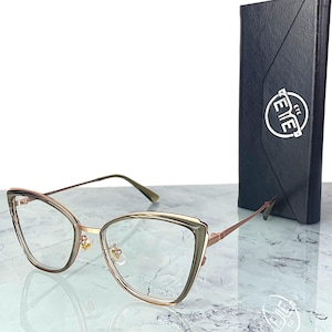 Blue Light Eyeglasses Women | Cat Eye Acetate and Metal Frame | Stylish Computer Glasses | Replaceable Lenses | ETE Eyewear