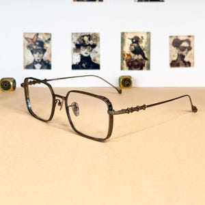 Titanium brilmonturen rechthoekig vintage, bronzen Japanse stijl, mode optische bril, cadeau-idee, receptklaar