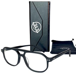 Stylish Modern Unisex Eyeglass Frames ETE Black Acetate Optical Glasses for Fashion or Prescription