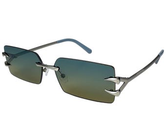 Lunettes de soleil rectangulaires sans monture : verres en nylon polarisant, protection UV400