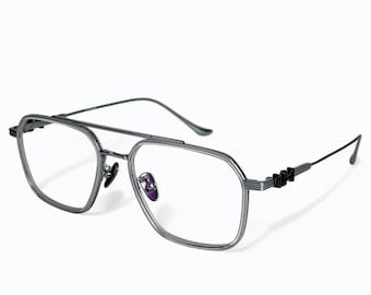 Unisex aviator titanium acetate eyeglasses blue light filter Japanese retro vintage optical frame