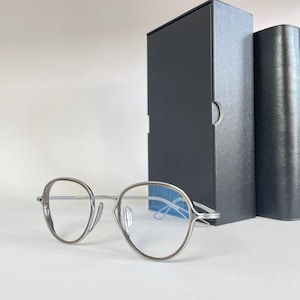 Silver and Gold Titanium Eyeglasses – Lightweight Round Frame, Elegant Mixed Metal Design, Handmade Designer Glasses for Men and Women