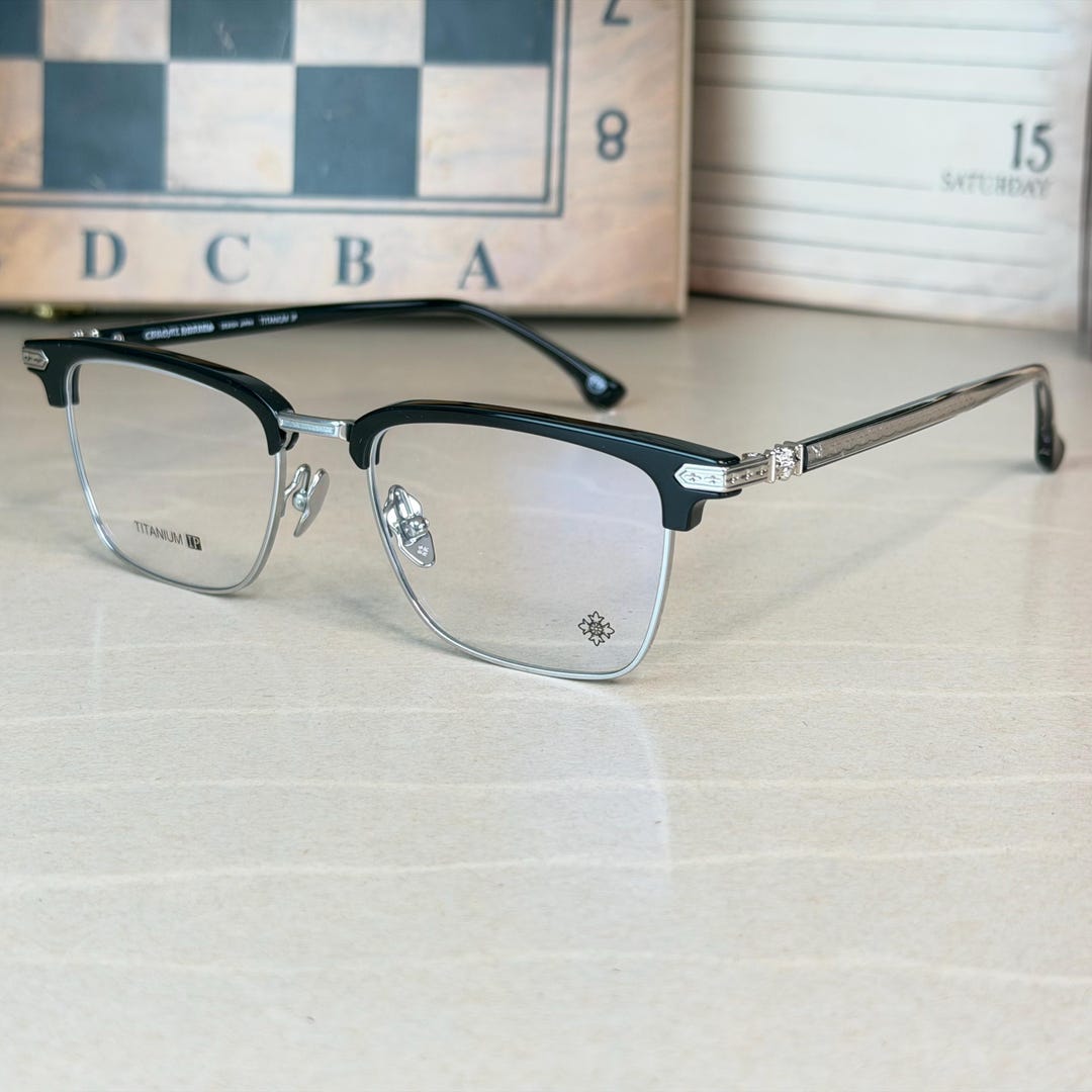 Titanium Nerdy Rectangular Eyeglasses Blue Light | Retro Nerd Eyewear