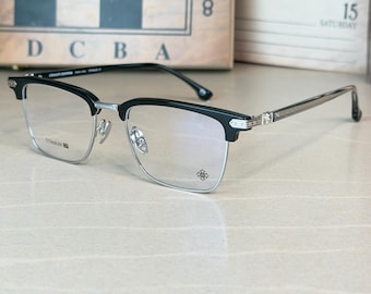 Titanium Nerdy Rectangular Eyeglasses Blue Light | Retro Nerd Eyewear | Optical glasses frames | Japanese Korean Vintage | Best gift for him