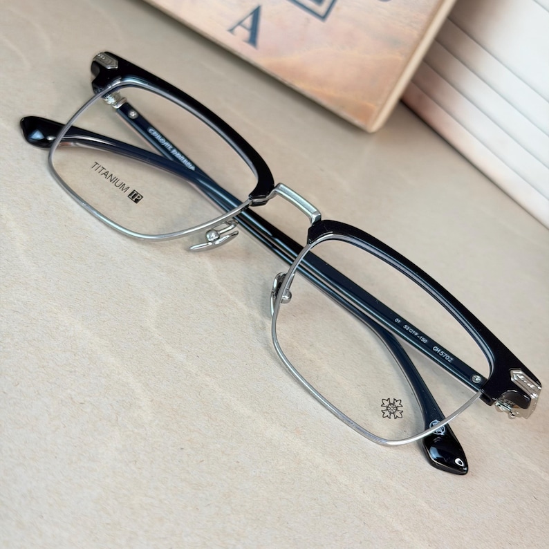 Titanium Nerdy Rectangular Eyeglasses Blue Light | Retro Nerd Eyewear
