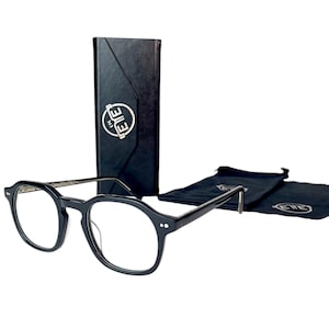 Blue Light Eyeglasses Unisex Acetate Frames ETE WP13 Black Clear Lens Glasses 48-22-150