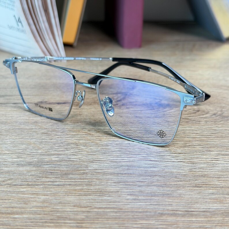 Titanium Rectangle Eyeglasses Blue Light | Premium Eyewear | Optical