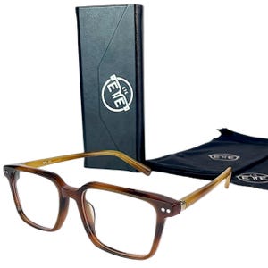 Eyeglass Frames Zero Lenses Unisex Acetate – Brown Gradient, ETE Brand, Stylish Prescription Ready, Gift Set