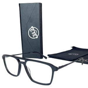Stylish Unisex Eyeglass Frames ETE Black Acetate Aviator Optical Glasses for Fashion or Prescription