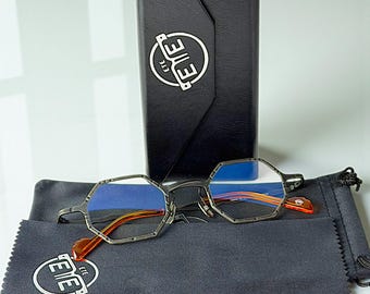 Vintage titanium octagon glasses Japanese retro unisex blue light titanium frame