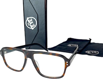 Tortoise Square Eyeglass Frames: Unisex Acetate Optical Glasses