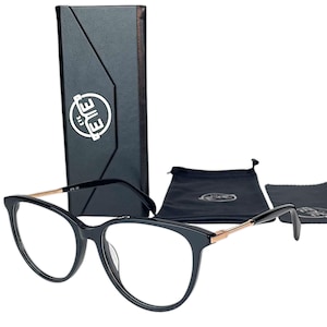 Elegant Womens Black Eyeglass Frames ETE Acetate Metal Optical Glasses for Prescription or Fashion Premium Design Comfort