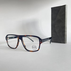 Tortoise Acetate Eyeglass Frames – Stylish Optical Glasses ETE – Unisex Square Eyewear