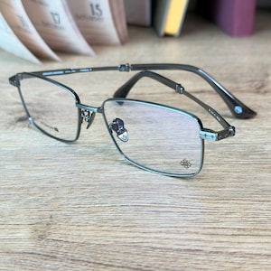 Retro rektangulära titanbågar | Japanska koreanska gotiska vintageglasögon | Optiska glasögonbågar | Klart blått ljus, bästa present