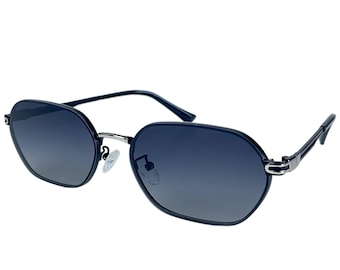 Gafas de sol polarizadas unisex con montura rectangular de metal negro plateado / estilo moderno ETE