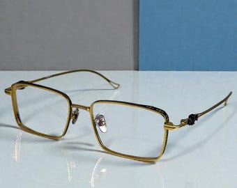 Titanium Rectangular Eyeglasses Frames, Japanese Retro Gothic, Blue Light Filter