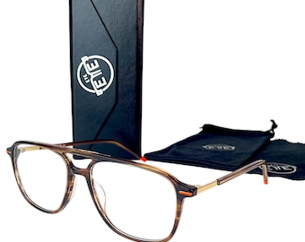 Aviator Eyeglass Frames: Acetate & Metal, Prescription-Ready with Gift Set