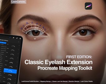 Klassieke wimperverlenging Procreate Mapping Toolkit | Wimperstempels en -borstels | Toolkit wimperkartering | Door LashCanvas