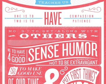 Vintage Life Lessons - Digital Print -  8x10 - Pink and Blue