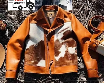 Men's Western Cowhide Jacket: Real Hair-On Pony Skin, Cowboy Style