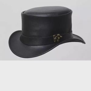 Handgemaakte lederen western hoge hoed, aangepaste cowboy cosplay hoed, goochelaar hoed, kamperen paardrijden, western mannen vrouwen Beste cadeau voor papa