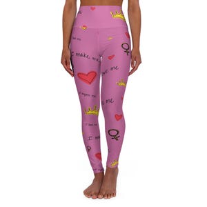 High Waisted Yoga Leggings - Positive Vibes, Fitness Wear, Workout Leggings, Valentine&#39;s Gift, Self-Love Apparel