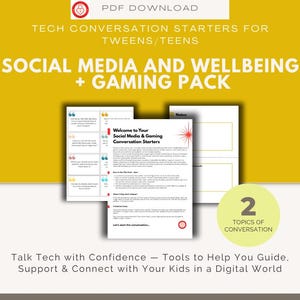 Social Media & Gaming-Gesprächsstarter für Eltern und Tweens / Teens | Druckbares digitales Tool für Online-Sicherheits-/Tech-Gespräche