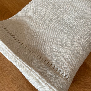 Handwoven cream colored linen table runner from Latvia