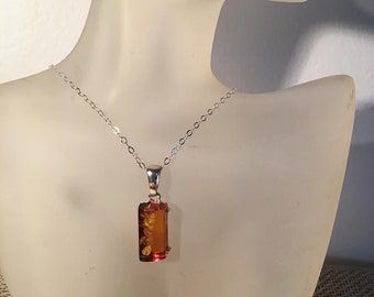 Baltic amber rectangular drop necklace