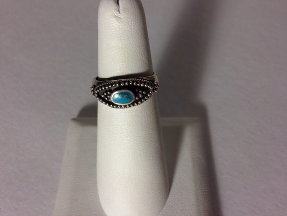 Vintage Turquoise Sterling Silver Ring, Size 6 - image 5