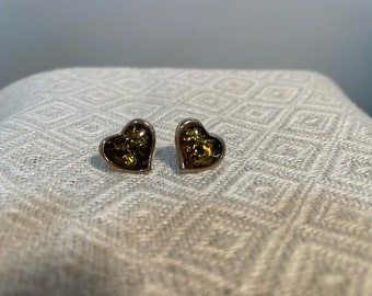 Baltic amber heart earrings
