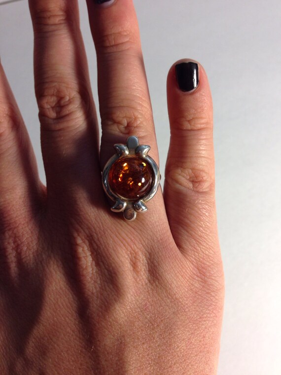 Vintage Baltic Amber Ring Size 6 - image 4