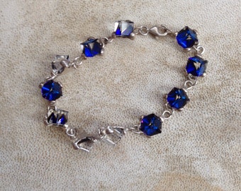 Sterling Silber und blaue Swarovski Kristall Armband