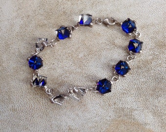 Sterling Silver and Blue Swarovski Crystal Bracelet